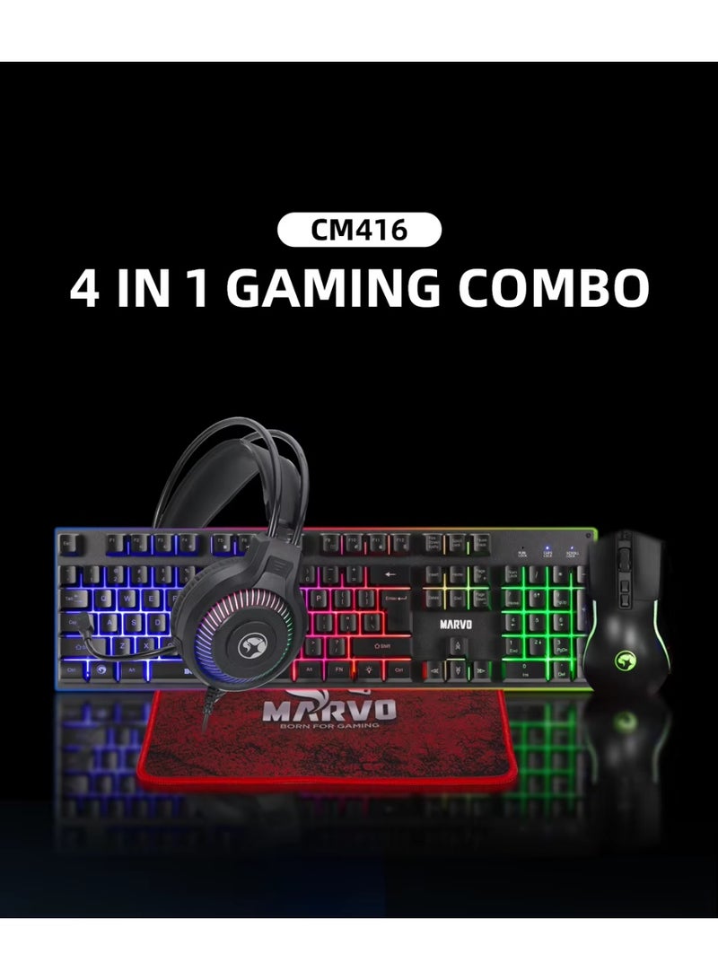 MARVO 4-in-1 RGB Gaming Combo Kit | Full Gaming Setup with RGB Backlit Keyboard, 8000 DPI Programmable Mouse, 7.1 Surround Sound Headset & Anti-Slip Mouse Pad | Pro Gamer Bundle for PC & Laptop | Ultimate RGB Gaming Peripheral Set for Immersive Gameplay, FPS, MOBA, and Esports | Durable Membrane Keyboard, Adjustable DPI Mouse, Crystal-Clear Audio Headset, Plug & Play USB Compatibility | All-in-One Gaming Kit for Beginners & Pros | Stylish Rainbow Lighting & Ergonomic Design | Ideal Gaming Gift Set for Streamers & Enthusiasts - Image 2