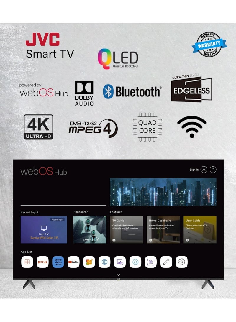 جي في سي تلفاز ذكي QLED 4K UHD بحجم 75 بوصة | تلفاز Edgeless WebOS Hub مع جهاز تحكم سحري، بلوتوث، صوت دولبي، Apple Airplay، معالج رباعي النواة، واي فاي - LT-75NQ7155W - Image 2