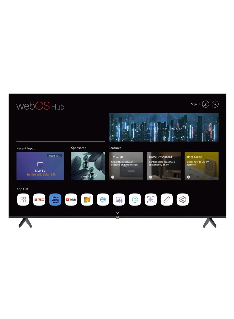 جي في سي تلفاز JVC 60 بوصة QLED 4K UHD الذكي بدون حواف | WebOS مع جهاز التحكم السحري، صوت دولبي، Apple AirPlay، معالج رباعي النواة - LT-60NQ7165 - Image 1