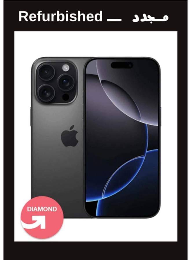 ابل  Iphone 16 Pro 128GB Black Titanium Single , Local Warranty | Diamond Grade | UPGRADE Refurbished