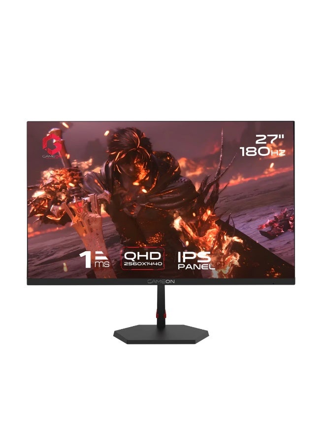 GAMEON 27'' inch ,180Hz, QHD, 1Ms, IPS, Flat HDMI 2.1 Gaming Monitor - GB27Q180  | Black - Image 1