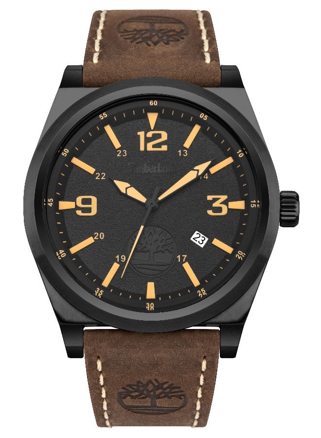 Timberland Men's Knowles Men's Black Dial Brown Leather Strap Analog Watch 5ATM - Image 1