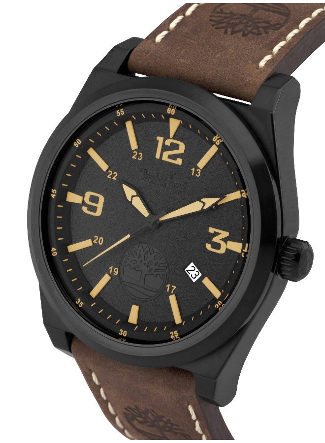 Timberland Men's Knowles Men's Black Dial Brown Leather Strap Analog Watch 5ATM - Image 2