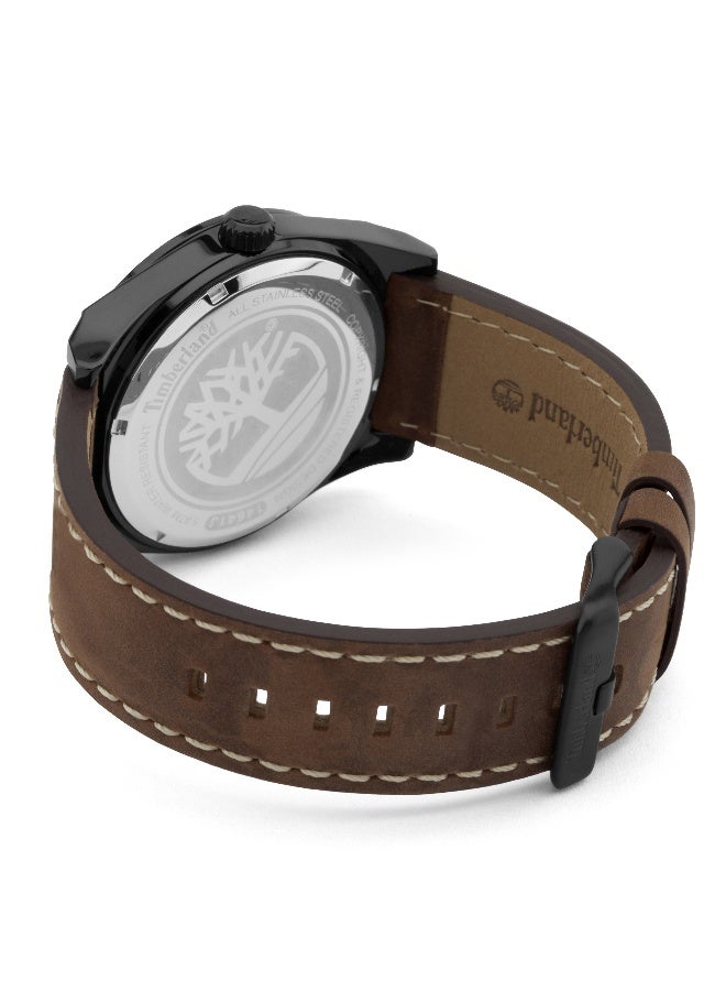 Timberland Men's Knowles Men's Black Dial Brown Leather Strap Analog Watch 5ATM - Image 3