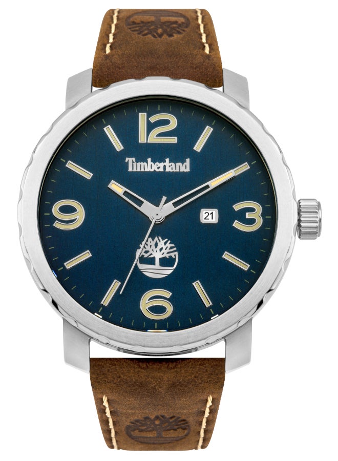 Timberland Men's Pinkerton Men's Blue Dial Brown Leather Strap Analog Watch 10ATM - Image 1