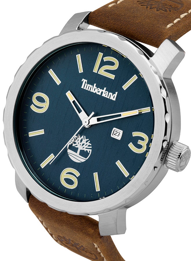 Timberland Men's Pinkerton Men's Blue Dial Brown Leather Strap Analog Watch 10ATM - Image 2