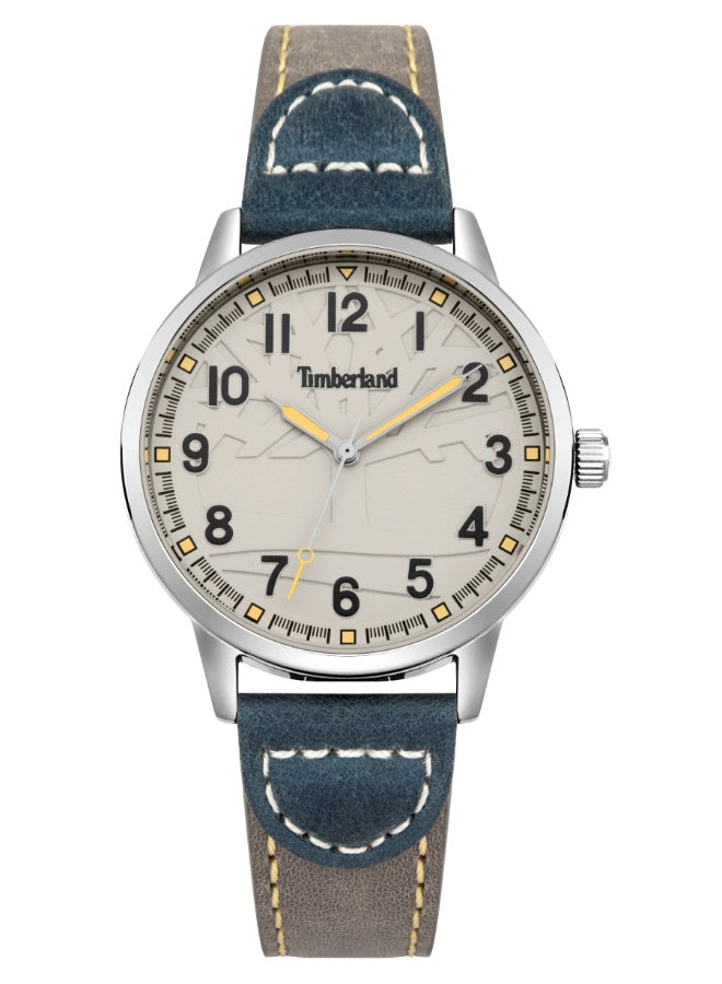 تمبرلاند ساعة أنالوج للرجال من أبيغتون بقرص أبيض وحزام جلد بني 5ATM - Image 1