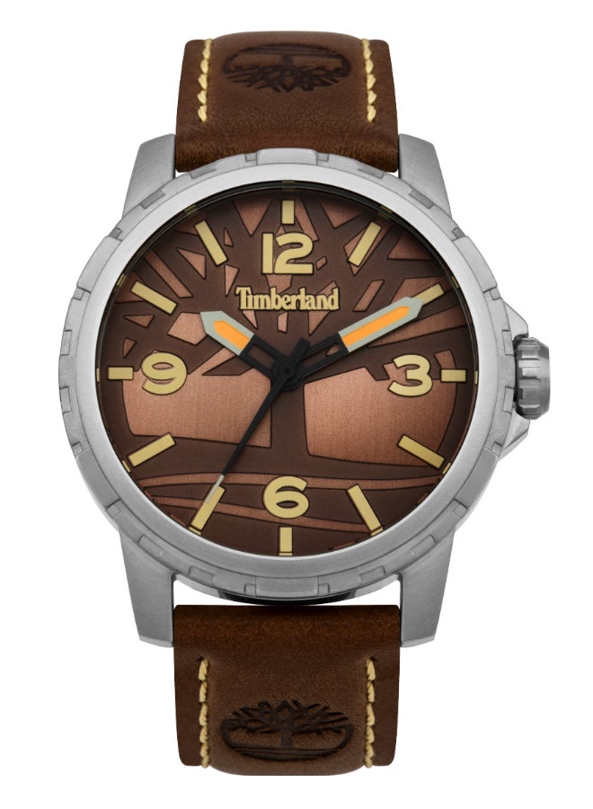 Timberland Men's Clarkson Men's Brown Dial Brown Leather Strap Analog Watch 5ATM - Image 1