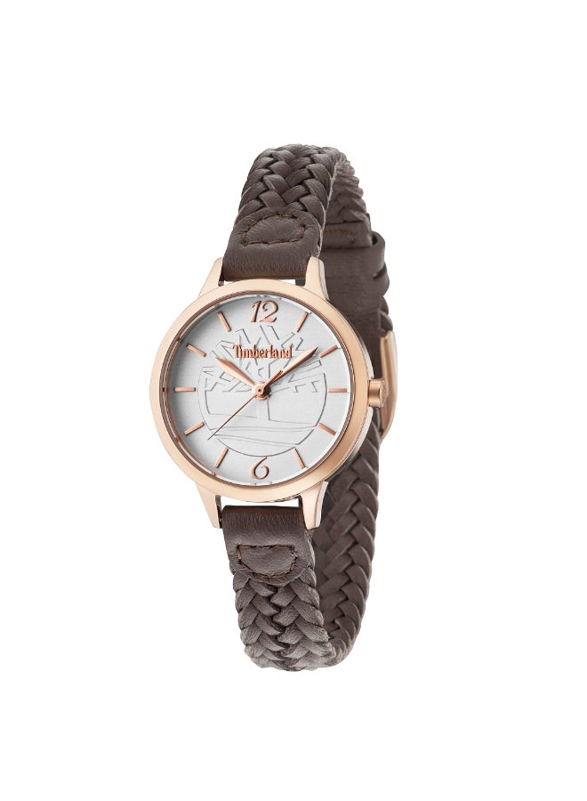 Timberland Women's Lansdowne Women's White Dial Brown Leather Strap Analog Watch 3ATM