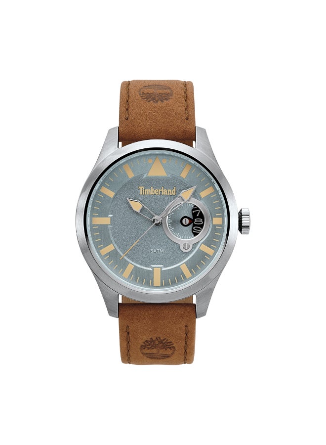 Timberland Men's Marmont Men's Grey Dial Tan Leather Strap Analog Watch 5ATM - Image 1