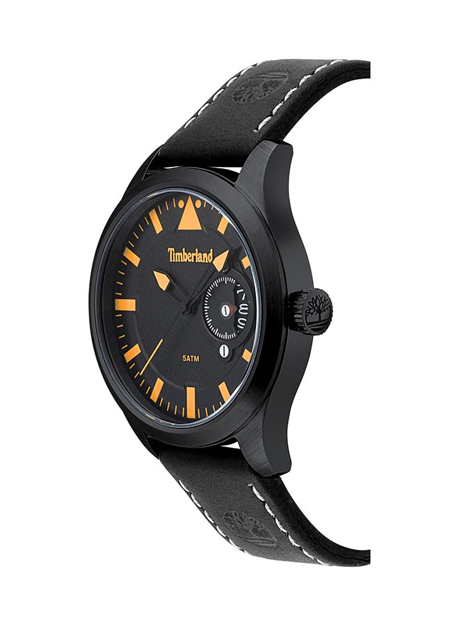 Timberland Men's Marmont Men's Black Dial Black Leather Strap Analog Watch 5ATM - Image 2