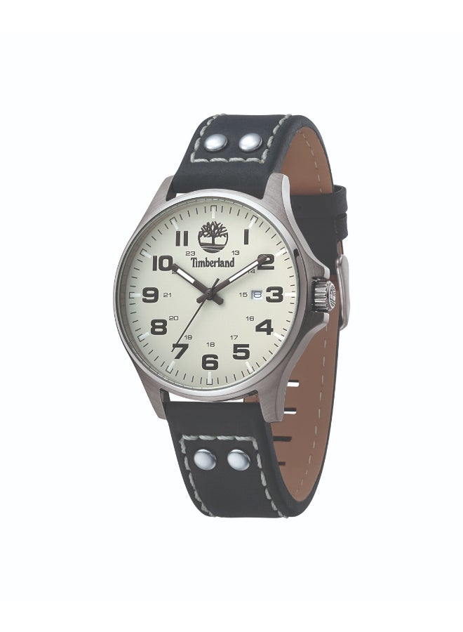 Timberland Men's Alstead Men's Grey Dial Black Leather Strap Analog Watch 5ATM