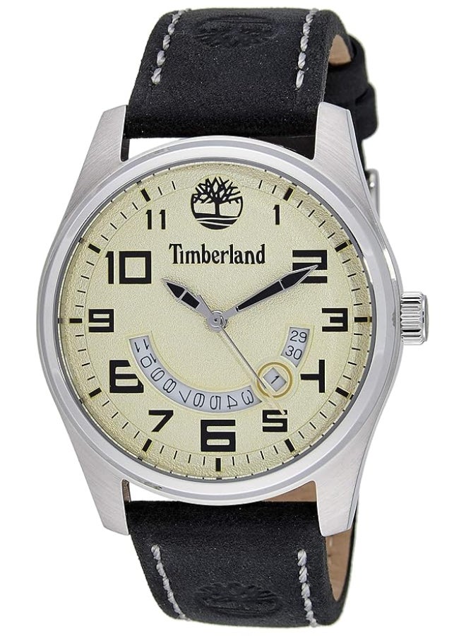 Timberland Men's Lemington Men's Grey Dial Black Leather Strap Analog Watch 10ATM