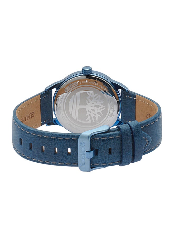 تمبرلاند ساعة أنالوج للرجال من ويليامسفيل بقرص أزرق وحزام جلد أزرق 5ATM - Image 3