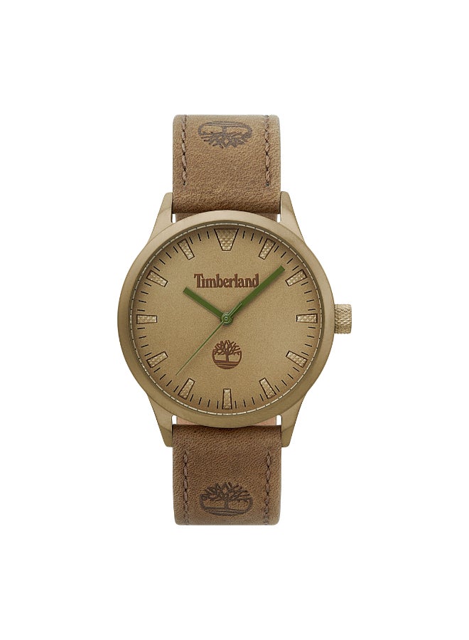 تمبرلاند ساعة أنالوج للرجال من ويليامسفيل بقرص كاكي وحزام جلد بني 5ATM - Image 1