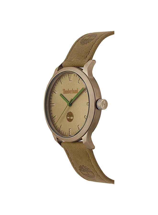 تمبرلاند ساعة أنالوج للرجال من ويليامسفيل بقرص كاكي وحزام جلد بني 5ATM - Image 2