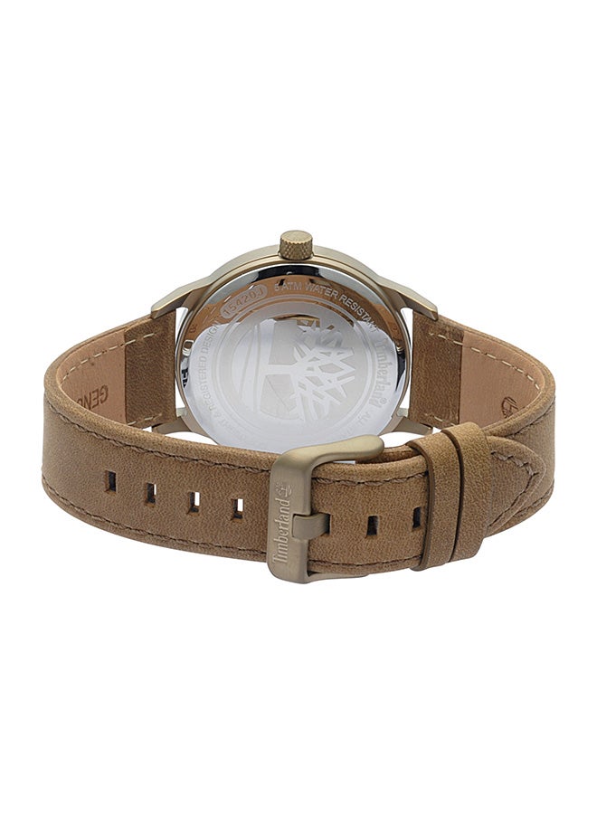 تمبرلاند ساعة أنالوج للرجال من ويليامسفيل بقرص كاكي وحزام جلد بني 5ATM - Image 3
