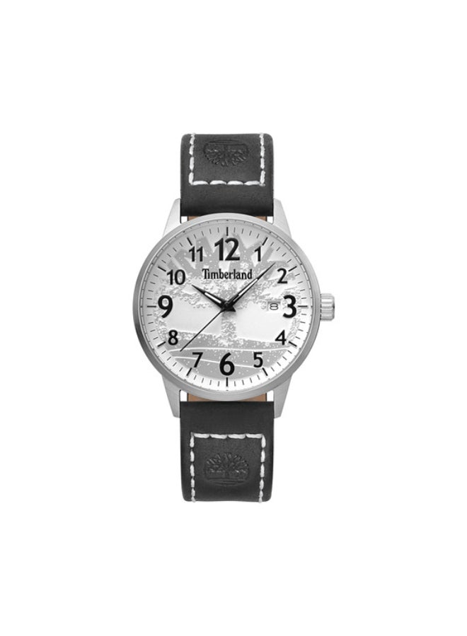 Timberland Men's Scituate Men's White Dial Black Leather Strap Analog Watch 5ATM