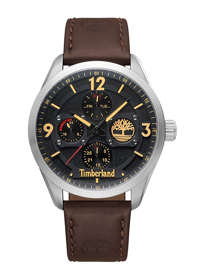 Timberland Men's Fairhaven Men's Black Dial Brown Leather Strap Analog Watch 5ATM - Image 1