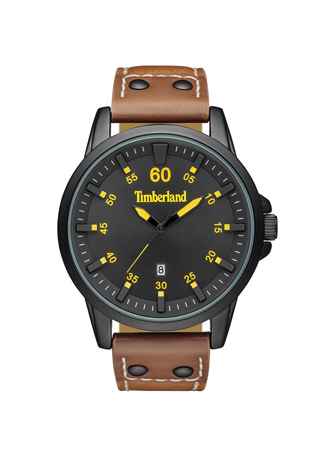 Timberland Men's Eastham Men's Black Dial Brown Leather Strap Analog Watch 3ATM - Image 1