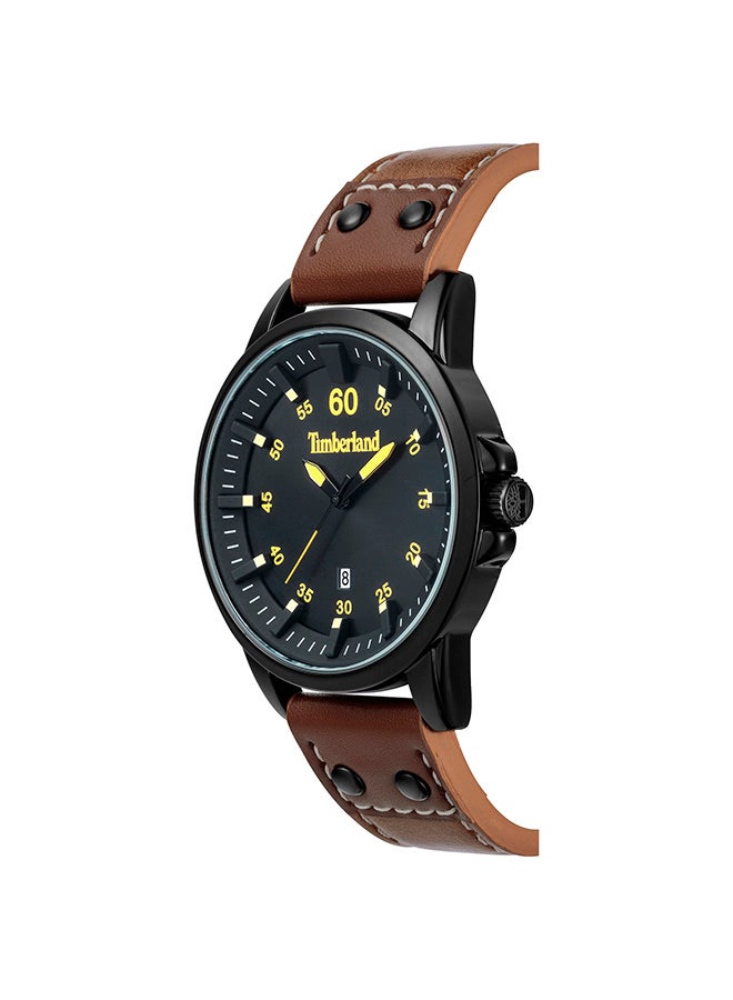 Timberland Men's Eastham Men's Black Dial Brown Leather Strap Analog Watch 3ATM - Image 2