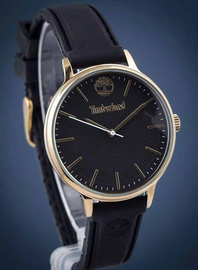 تمبرلاند ساعة تشيسلي للرجال بقرص أسود وحزام سيليكون أسود تناظري 3ATM