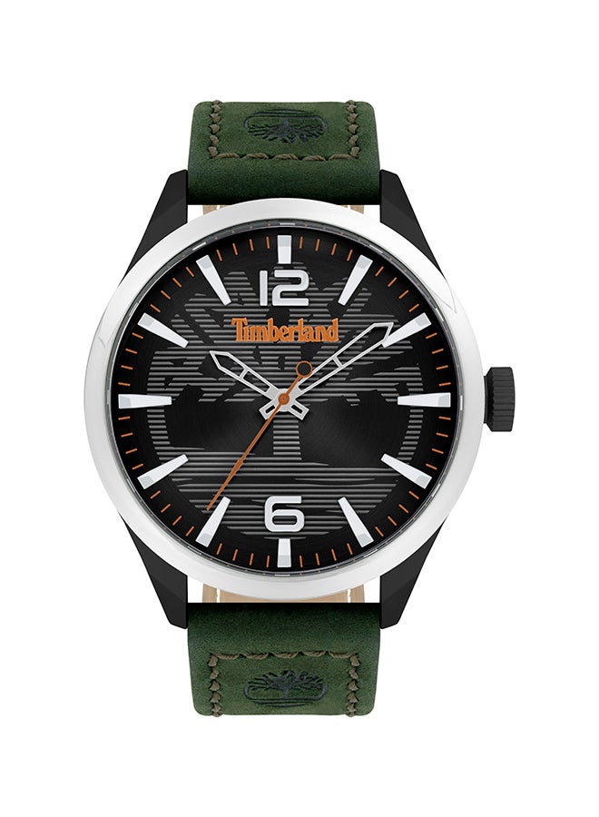 Timberland Men's Ackley Men's Black Dial Dark Green Leather Strap Analog Watch 5ATM