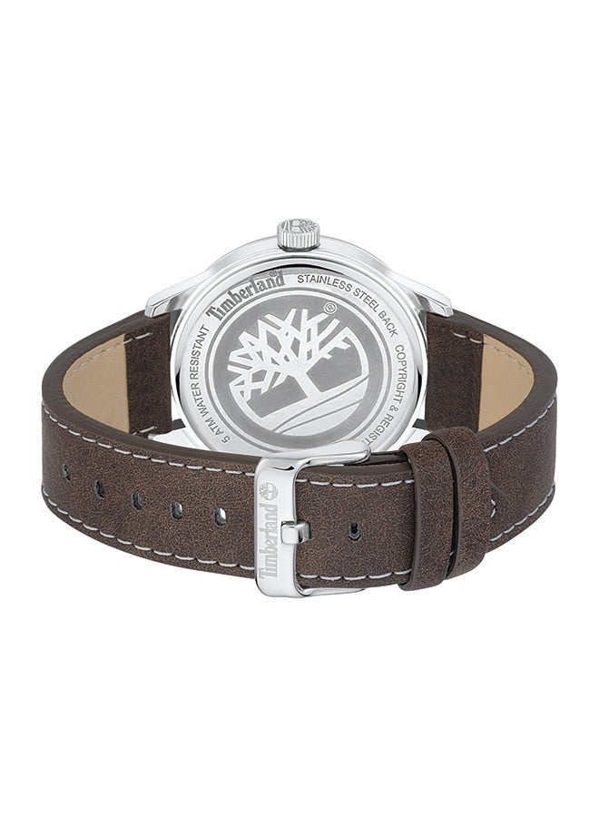 تمبرلاند ساعة أنالوج للرجال من ألفورد بقرص أزرق وحزام جلد بني 5ATM - Image 3