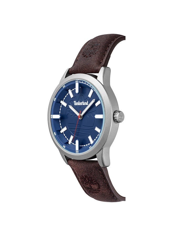 تمبرلاند ساعة هاروينتون للرجال بقرص أزرق وحزام جلد بني داكن تناظرية 3ATM - Image 2