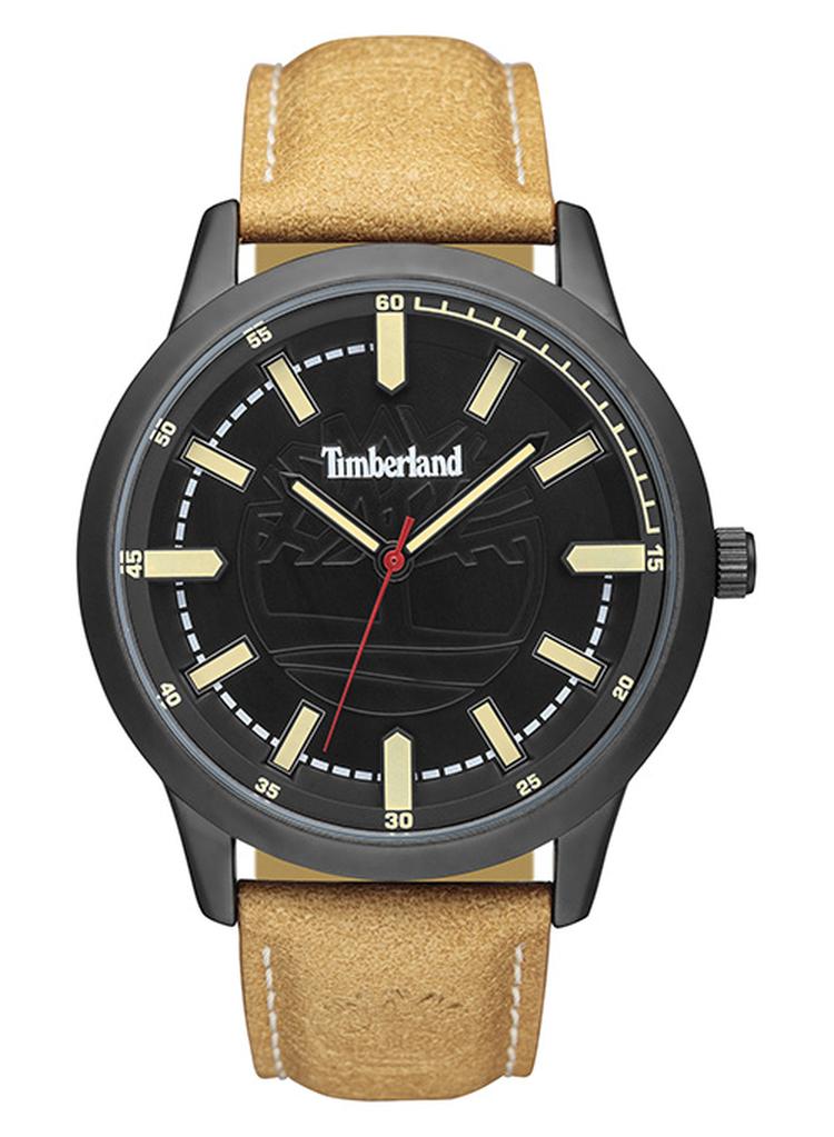 تمبرلاند ساعة هاروينتون للرجال بقرص أسود وحزام جلد بني تناظري 3ATM - Image 1