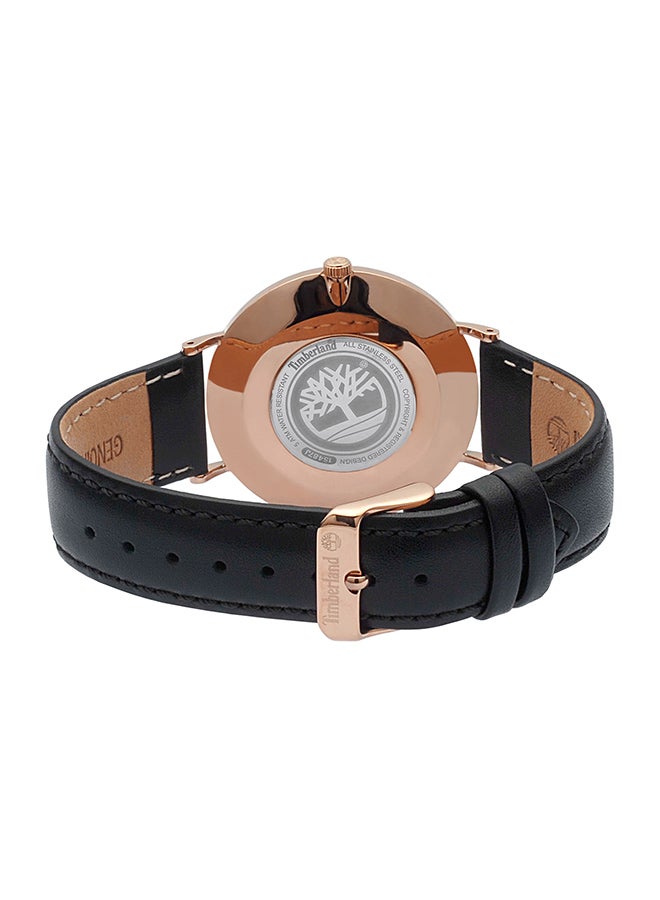 تمبرلاند ساعة أنالوج للرجال بقرص أسود وحزام جلد أسود من رينجلي 5ATM - Image 3