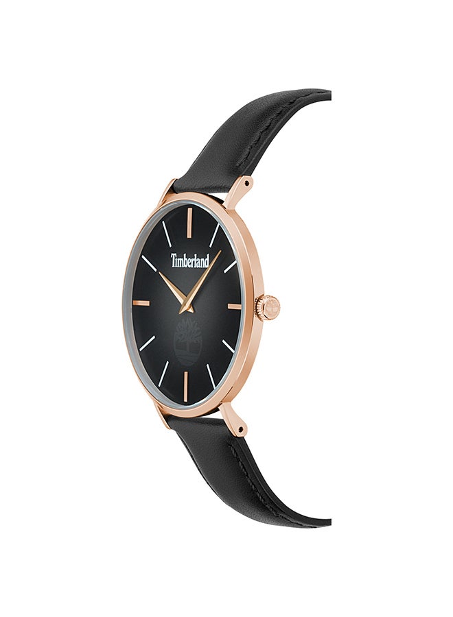 تمبرلاند ساعة أنالوج للرجال بقرص أسود وحزام جلد أسود من رينجلي 5ATM - Image 2