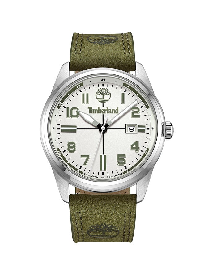 Timberland Men's Sherbrook Men's White Dial Green Leather Strap Analog Watch 5ATM - Image 1