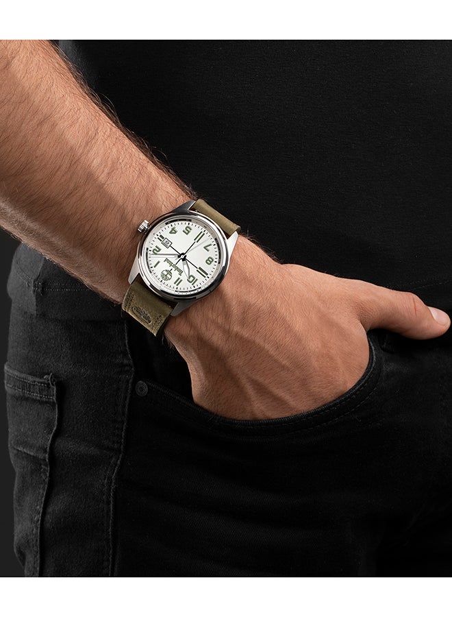 Timberland Men's Sherbrook Men's White Dial Green Leather Strap Analog Watch 5ATM - Image 4