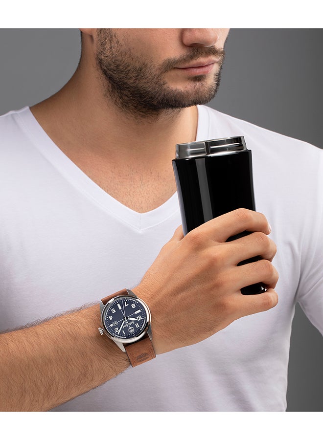 Timberland Men's Northbridge Men's Blue Dial Brown Leather Strap Analog Watch 5ATM - Image 4