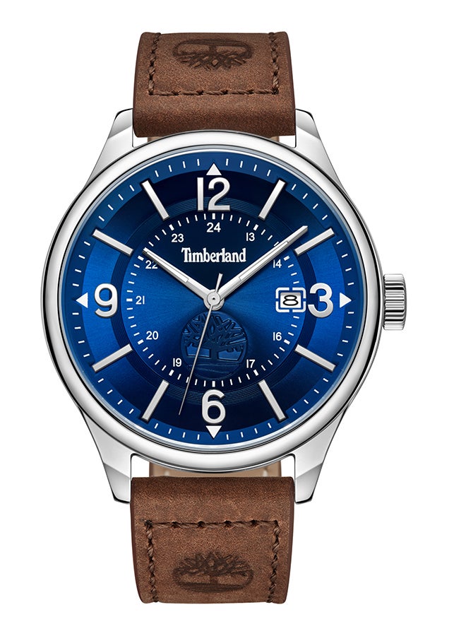 Timberland Men's Blake Men's Navy Dial Silver Leather Strap Analog Watch 46mm - Image 1