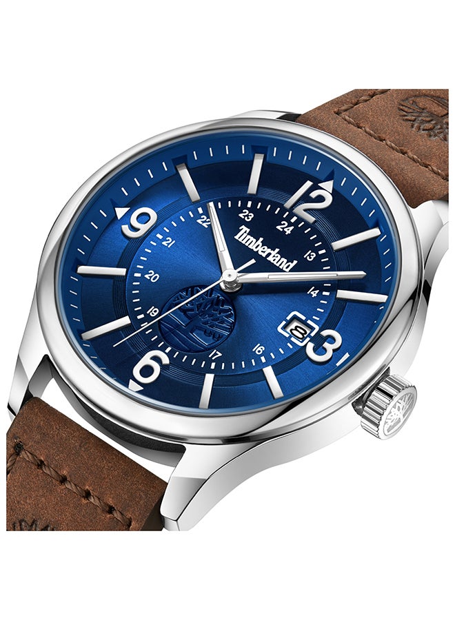 Timberland Men's Blake Men's Navy Dial Silver Leather Strap Analog Watch 46mm - Image 4