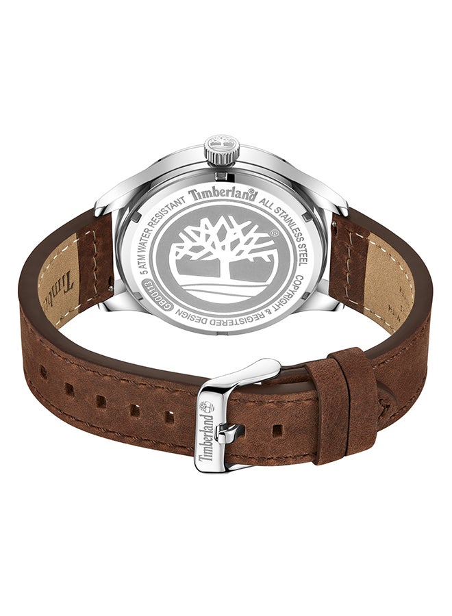 Timberland Men's Blake Men's Navy Dial Silver Leather Strap Analog Watch 46mm - Image 3