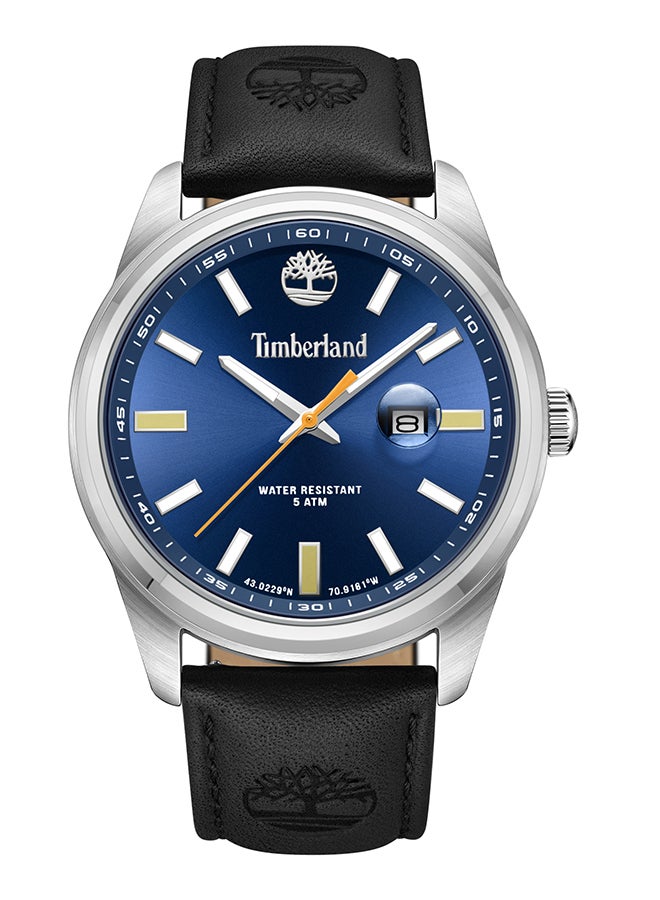 Timberland Men's Orford Men's Navy Dial Black Leather Strap Analog Watch 45mm - Image 1