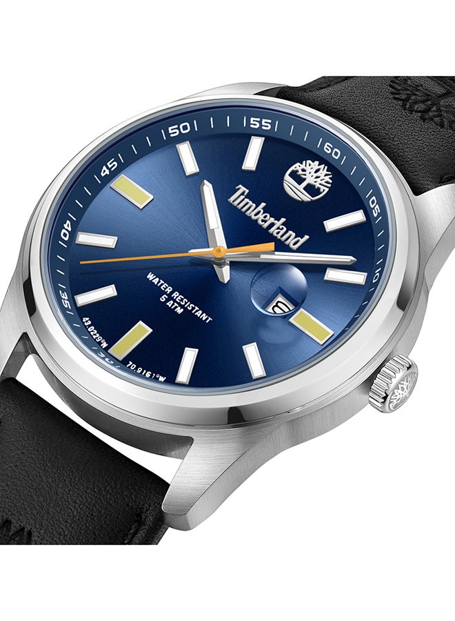 Timberland Men's Orford Men's Navy Dial Black Leather Strap Analog Watch 45mm - Image 4