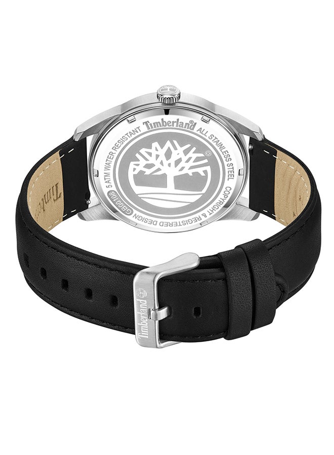 Timberland Men's Orford Men's Navy Dial Black Leather Strap Analog Watch 45mm - Image 3