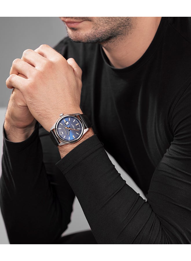 Timberland Men's Orford Men's Navy Dial Black Leather Strap Analog Watch 45mm - Image 5