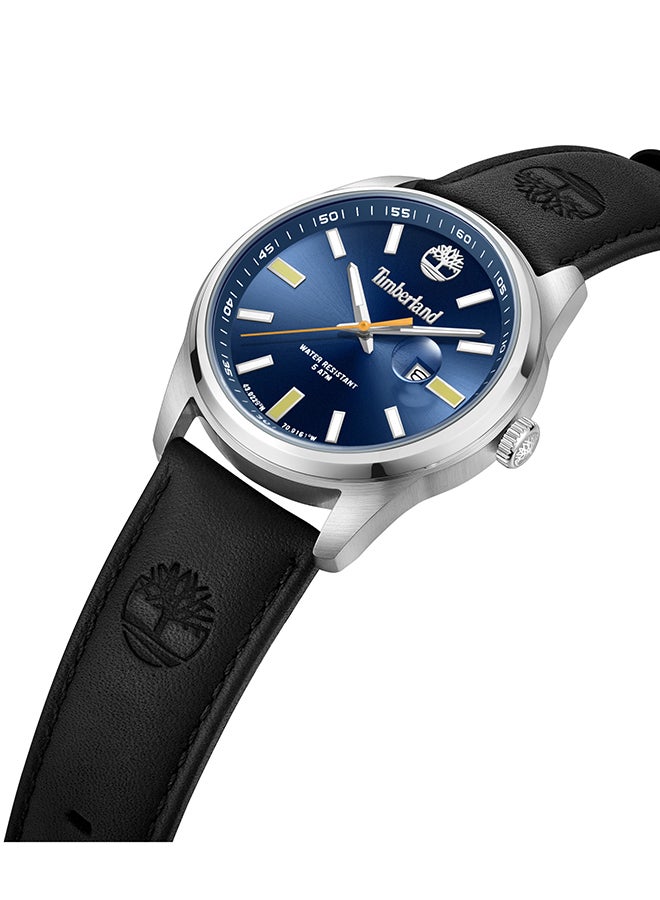 Timberland Men's Orford Men's Navy Dial Black Leather Strap Analog Watch 45mm - Image 2