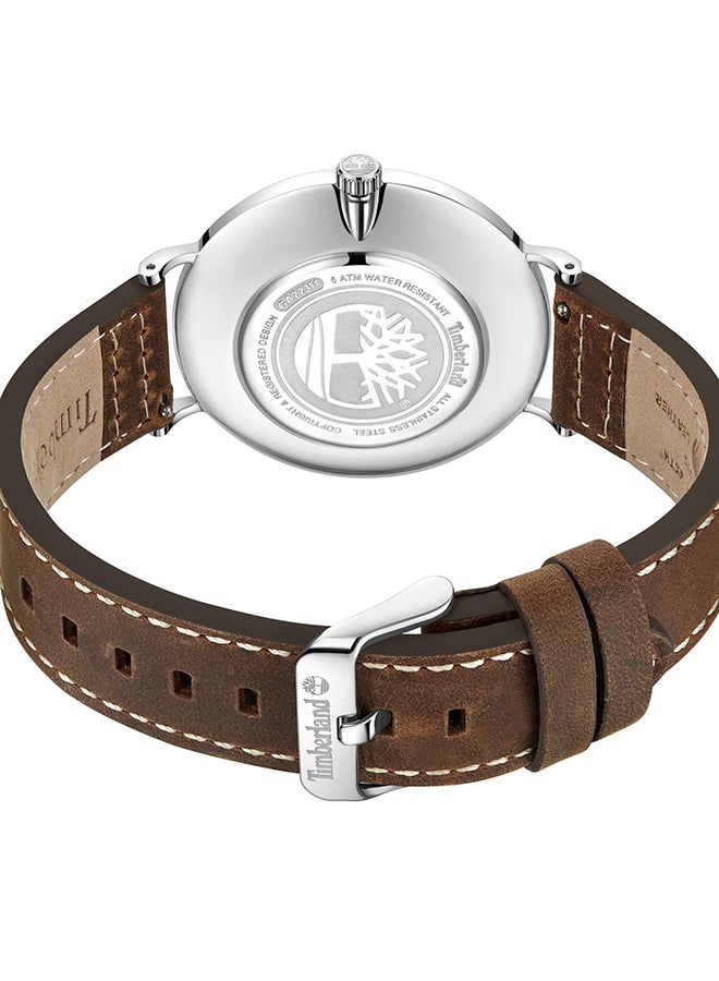 Timberland Men's Rangeley  Men's Gunmetal Dial Brown Leather Strap Analog Watch 5ATM - Image 3