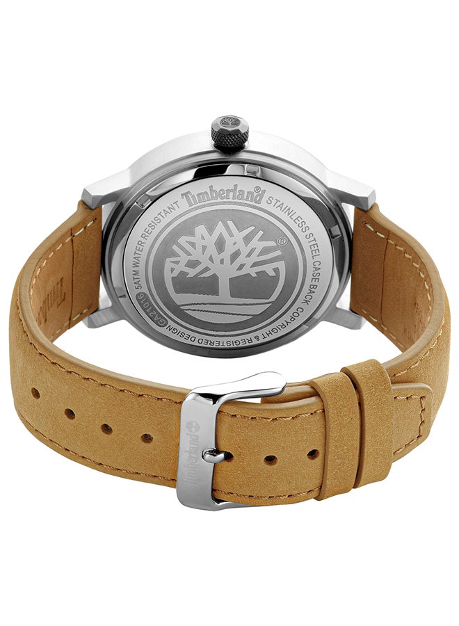 تمبرلاند ساعة أنالوج للرجال بقرص أزرق وحزام جلد تان 5ATM - Image 3