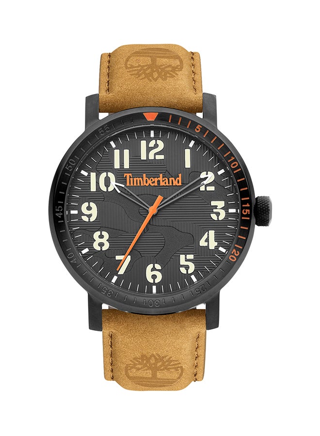 تمبرلاند ساعة أنالوج للرجال بقرص رمادي معدني وحزام جلد بني 5ATM - Image 1