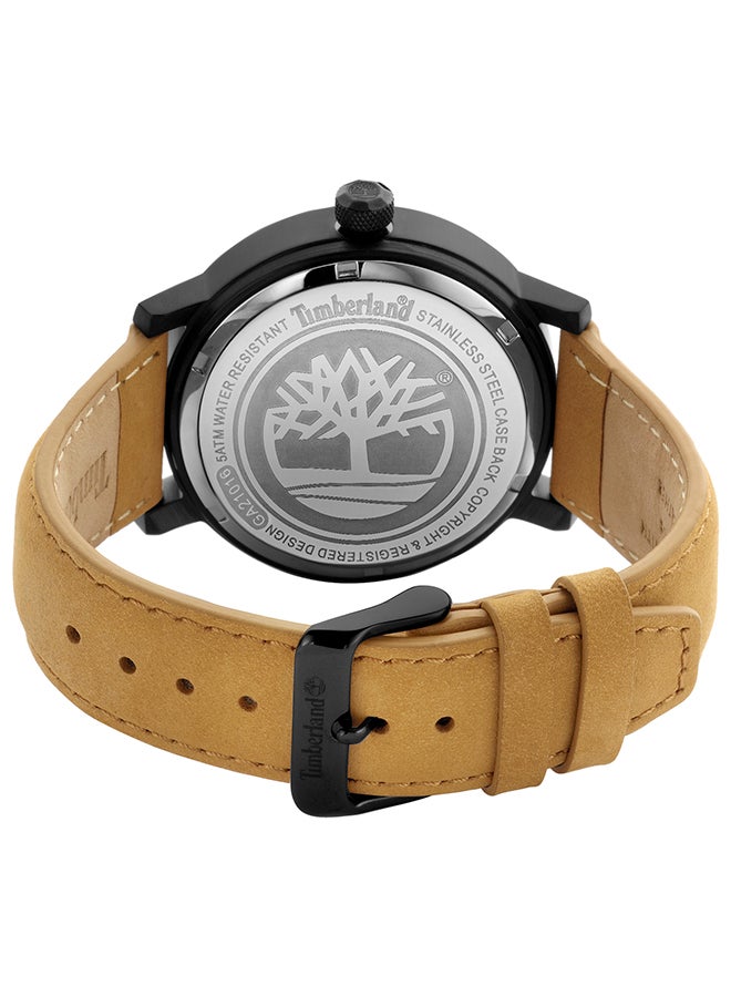 تمبرلاند ساعة أنالوج للرجال بقرص رمادي معدني وحزام جلد بني 5ATM - Image 3