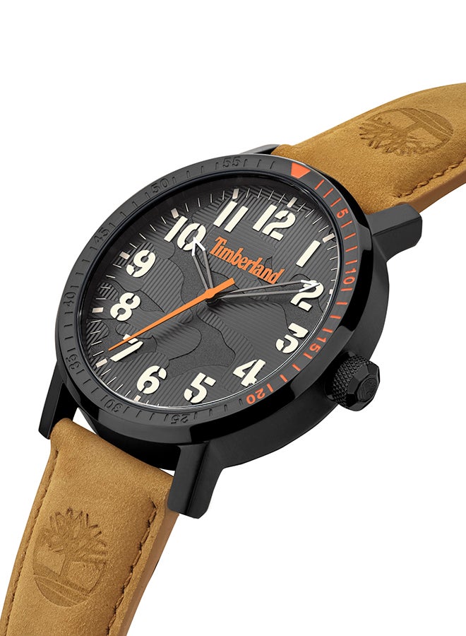 تمبرلاند ساعة أنالوج للرجال بقرص رمادي معدني وحزام جلد بني 5ATM - Image 2