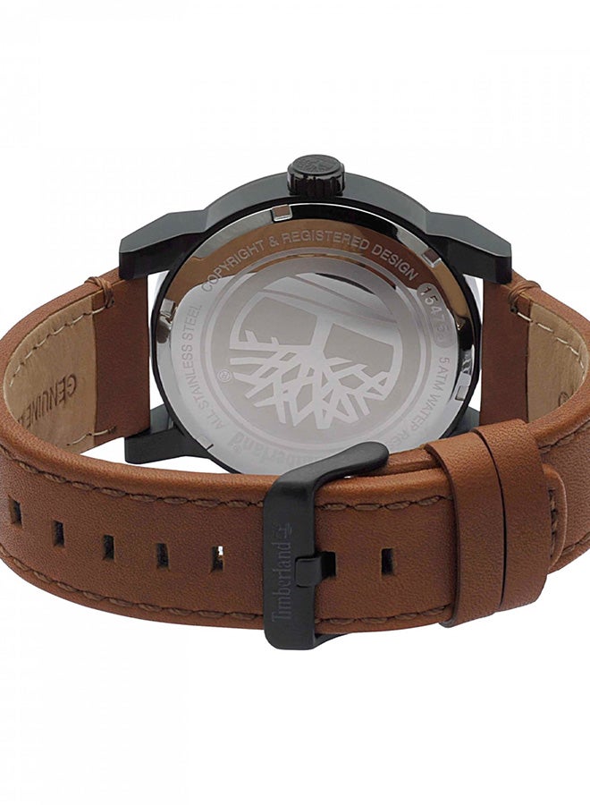 Timberland Men's Duxbury Mario Men's Black Dial Brown Leather Strap Analog Watch 45mm - Image 3