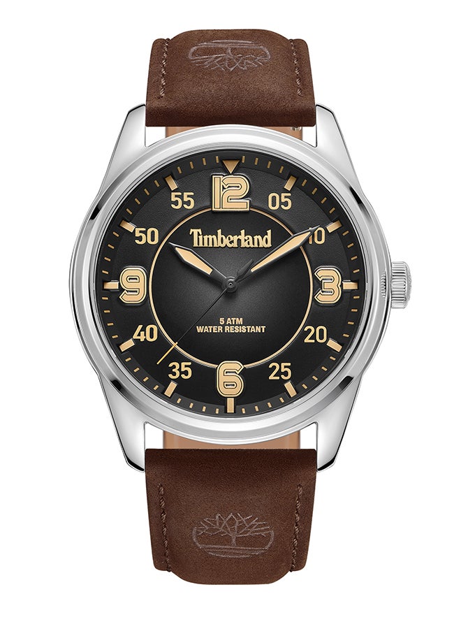 Timberland Men's Eastport Men's Charcoal Dial Brown Leather Strap Analog Watch 45mm - Image 1